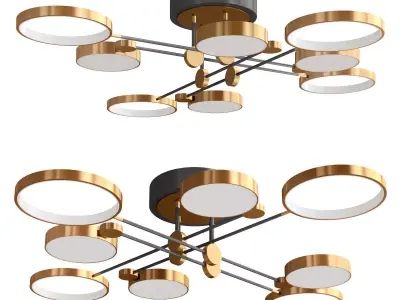 Rod-Mounted LED Chandelier 3D model