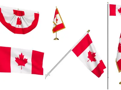 Canada Flag Collection 3D Model Pack