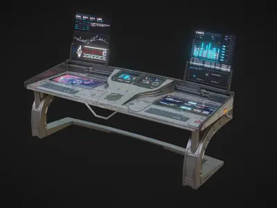 Sci Fi Lab Control Panel Low-poly 3D model