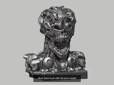 10 skull robot head and ornament skull 3d print model  3D Model Pack