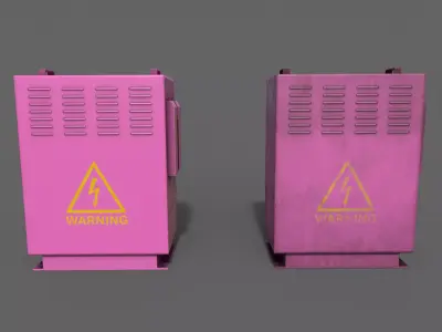PBR Electric Box Pink V3 Low-poly 3D model