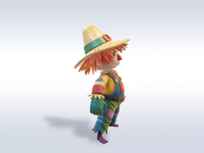 Adorable Scarecrow Halloween Character 3D model