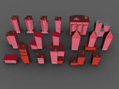 Cartoon city 4 Low-poly 3D model