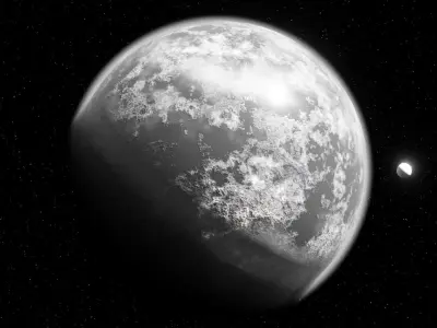 Green Alien Planet - Procedural Shader with Atmosphere 3D model
