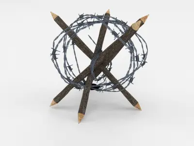 Lowpoly Barb Wire Obstacle Low-poly 3D model