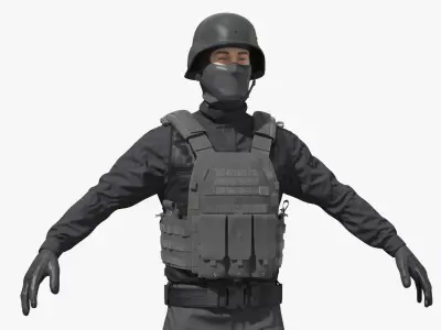  SWAT Operator in Tactical Vest Black 