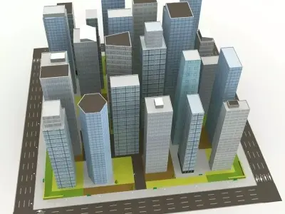 City Block Low-poly 3D model order