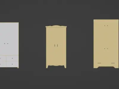 Dresser - Cabinet - Wardrobe - Closet collection Low-poly 3D model