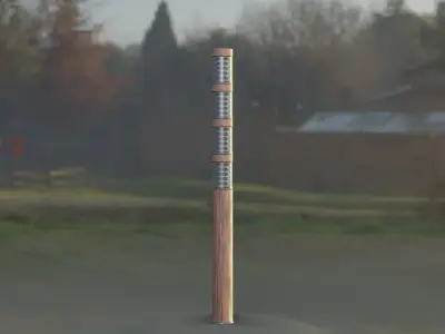 Wooden Light-Column 15 - Low-Poly Street-Light Set-9 Low-poly 3D model