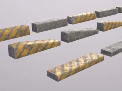 Sidewalk Concrete Curb Low-poly 3D model