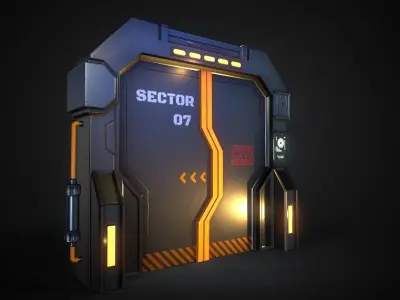 Sci-Fi Door  Low-poly 3D model