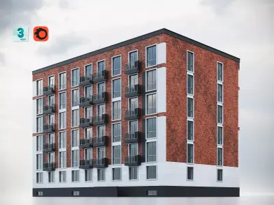 Brick Residential Building 012 3D model