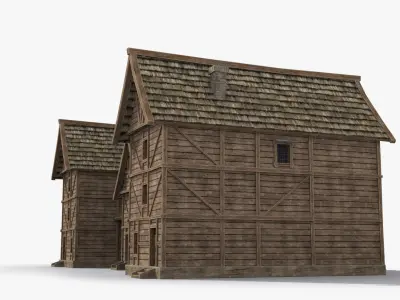 Medieval house x26 Low-poly 3D model