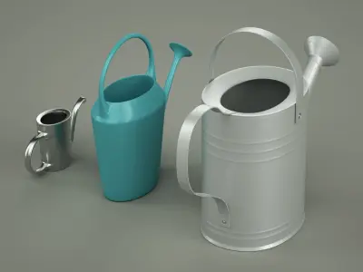 watering cans - set of 3 3D model