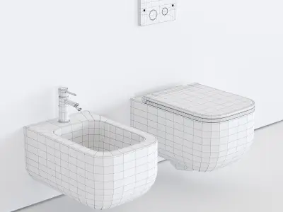 Esedra by SDR Ceramiche Revolution Wall-hung bidet and toilet 3D model