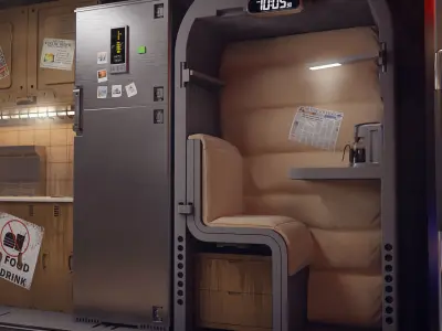 sci-fi shuttle rooms with textures 3D Model Pack