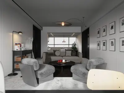 Modern space living room 3D model
