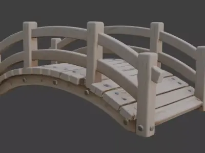 Cartoony Pixar Style Garden Bridge 3D model