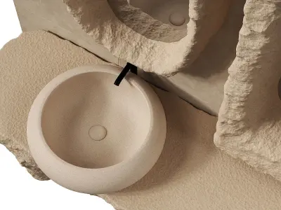 Rock relief bathroom furniture 3D model