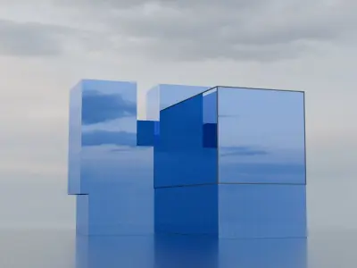 Glass Skyscraper and Glass Building  3D model