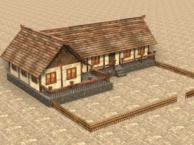 Rustic medieval house 3D model Low-poly 3D model
