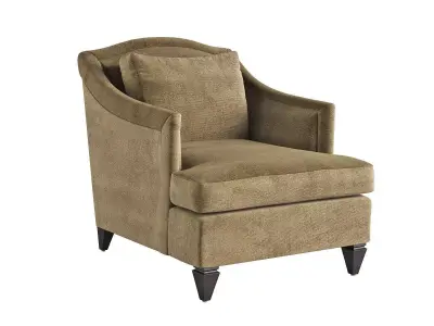 T C C chair with tan fabric and legs 3D model