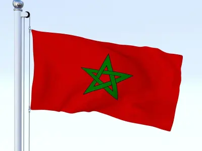 Animated Morocco Flag Low-poly 3D model