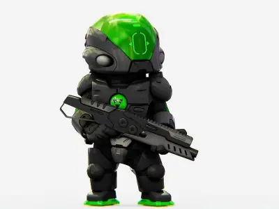 TOON TROOPER ALIENWARE V-2   RIGGED 3D model