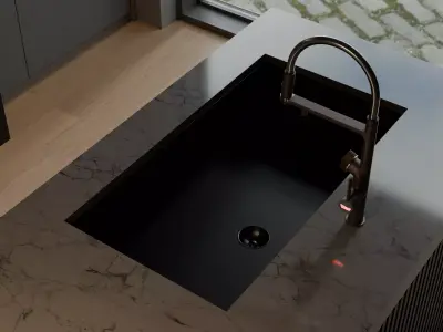 Dark Themed Modern Kitchen 3D model