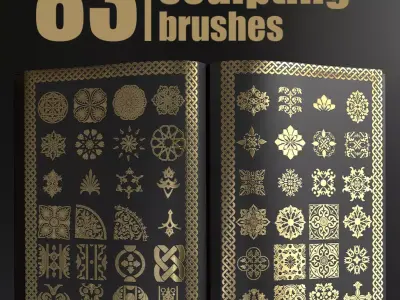 4K 83 Sculpting alphas Displacement Maps BUNDLE Texture