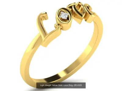 Light Weight Yellow Gold -Love Ring 3D Model Pack