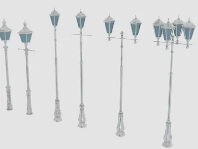 Antique street lights asset Low-poly 3D model