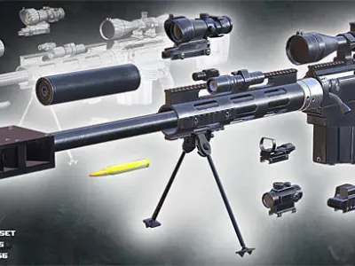 3DRT - Bushmaster BA-50 rifle Low-poly 3D model