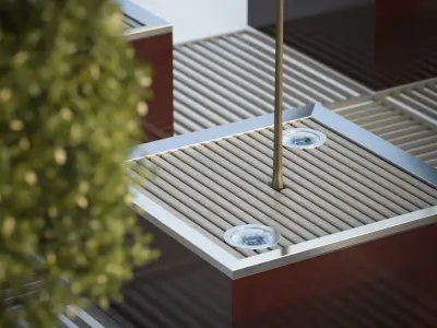 Wide flower pot  with a tree 3D model