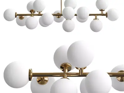 Modern chandelier with balls hanging from it 3D model