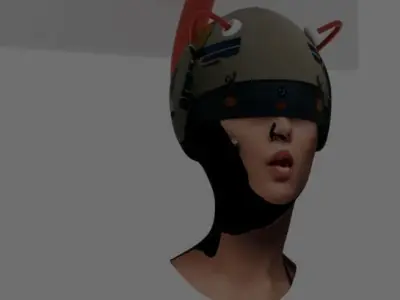 Sci-fi Woman head - animated 3D model
