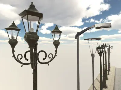 Streetlights Pack Low-poly 3D model