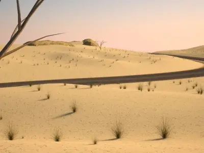 Tileable desert road 3D model