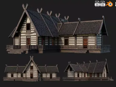 Old Medieval Building House 4K Textures GameReady 86 Low-poly 3D model