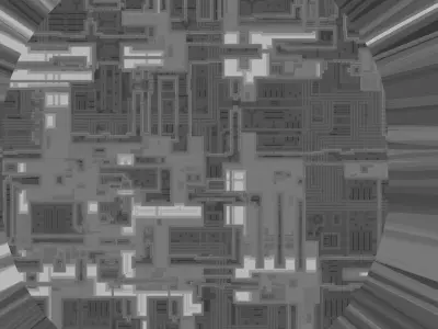 Sci-Fi Senators Building with city bellow 3D model