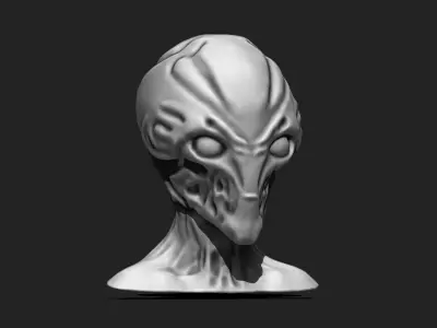 Alien Bust 6 - Extraterrestrial Sculpture STL File 3D print model