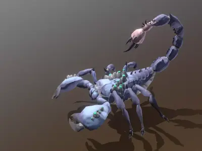 Cyborg Blue Scorpion Running Fbx Pbr Animated 3D model