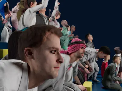  Low Poly People Pack - 95 Pieces Cheering Animated People Pack 