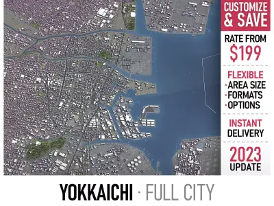 Yokkaichi - 3D City Model Low-poly 3D model