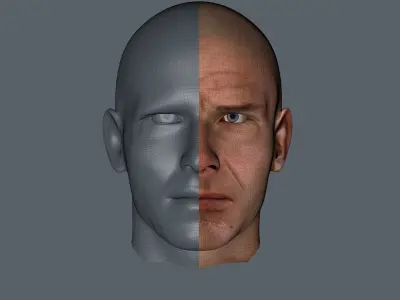 Young Harrison Ford 3D face 1980 Low-poly 3D model