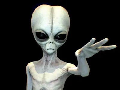 Realistic Alien 5 Small Grey Low-poly 3D model