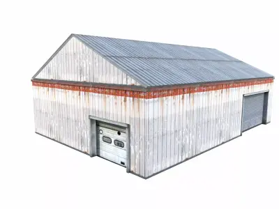 Hanger Industrial Warehouse Low-poly 3D model