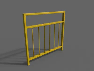 PBR Pedestrian Guard Rail Yellow V4 Low-poly 3D model