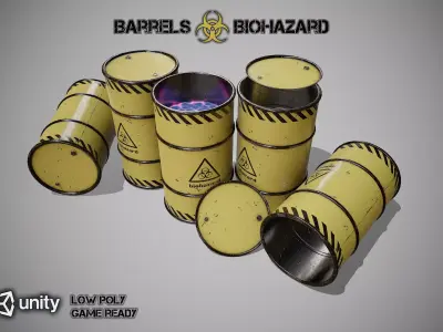 Barrels biohazard new Low-poly 3D model