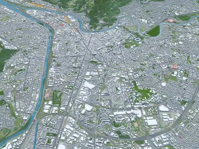 Grenoble City France Low-poly 3D model
